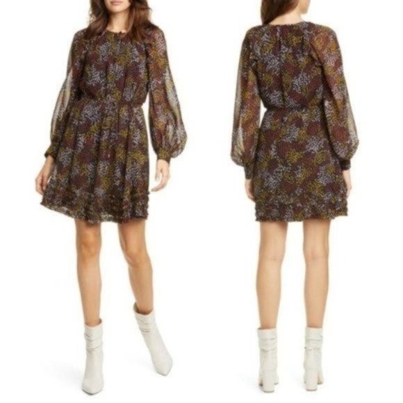Joie Dresses & Skirts - Joie Donetta Floral Balloon Long Sleeve Silk Dress